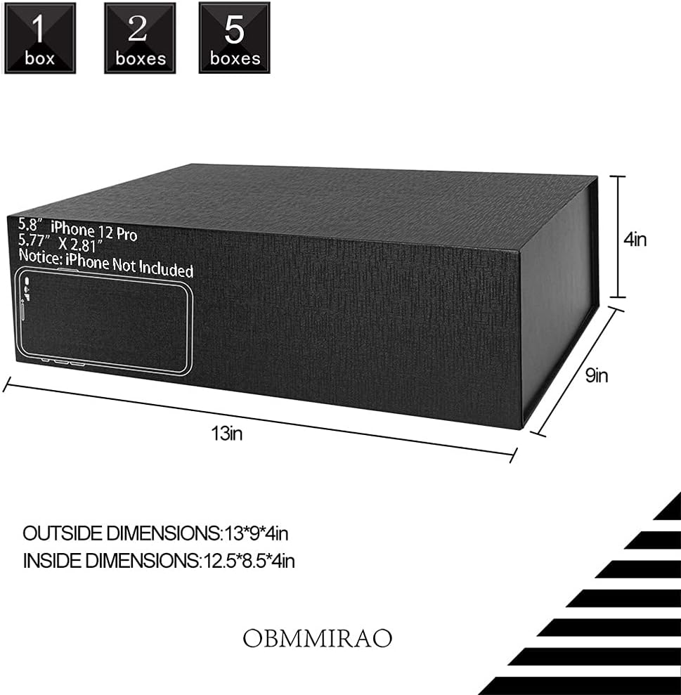 Foldable Magnetic Gift Boxes / Black / 13 x 9 x 4