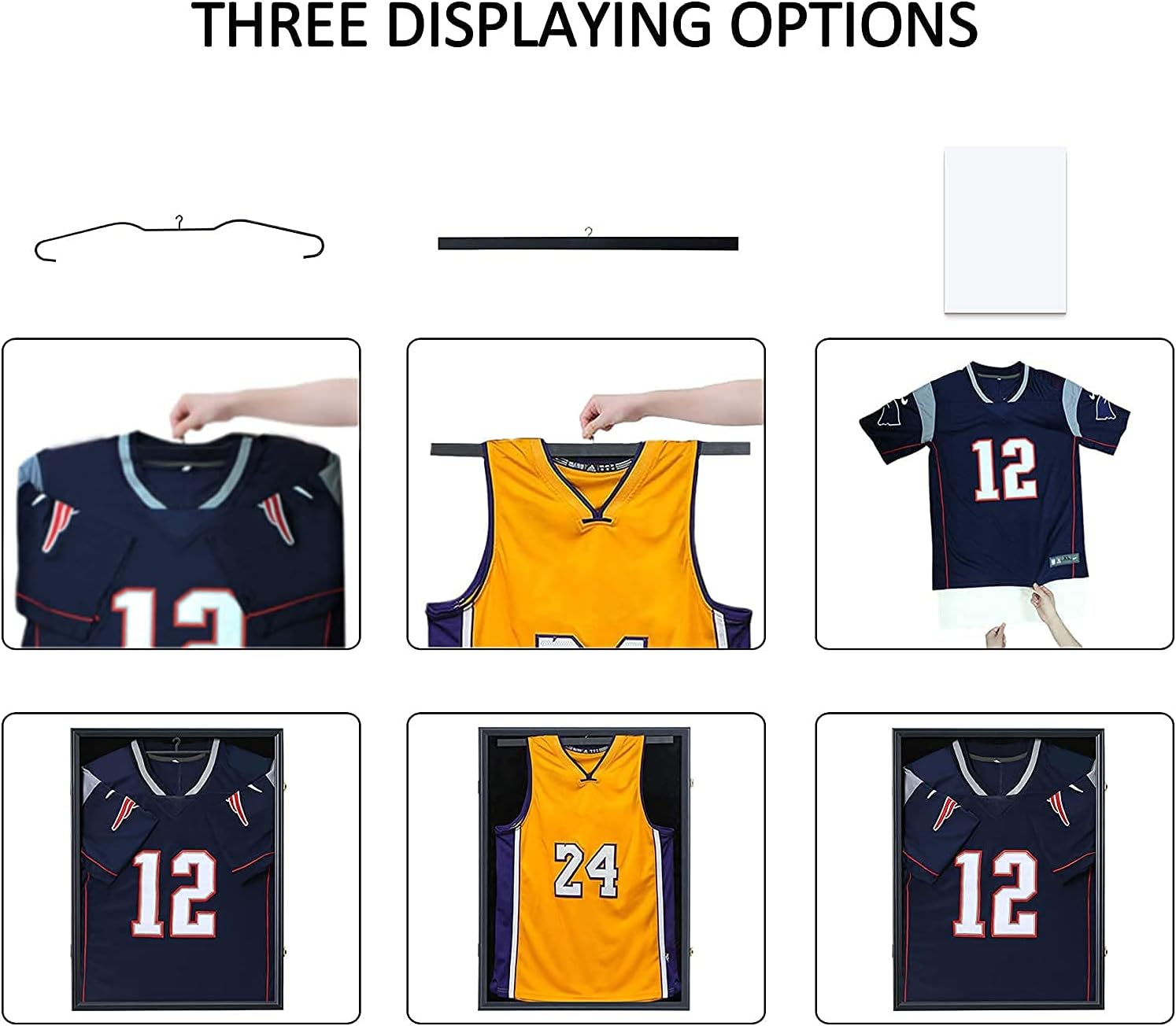 Sports Jersey Frame Display case for 2XL Hockey Jersey Display | Matte black wood frame, UV shatterproof acrylic