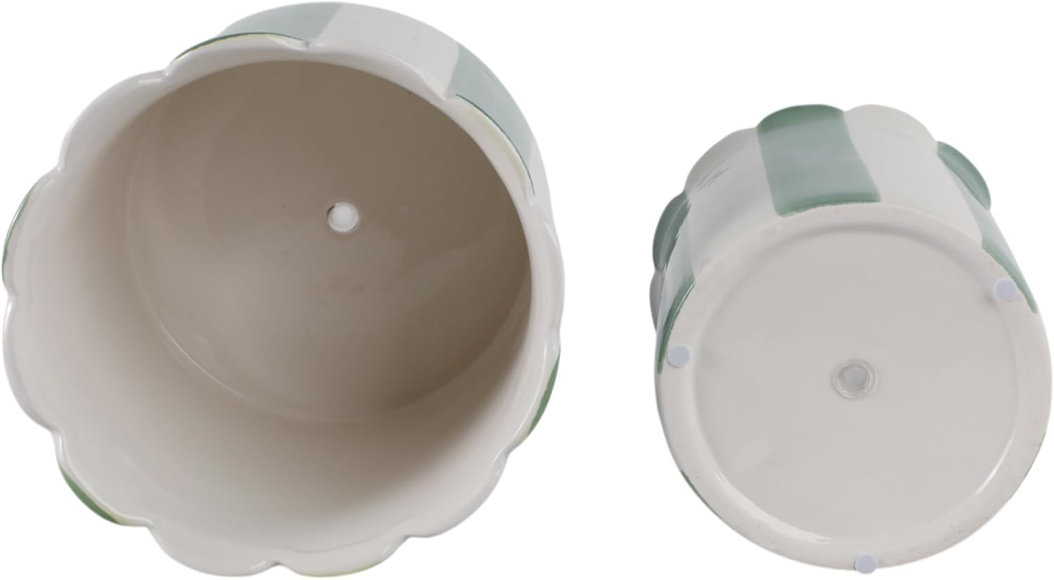 Ceramic Planter Pots / 6"L x 6"W x 6"H and 8"L x 8"W x 7"H / Green