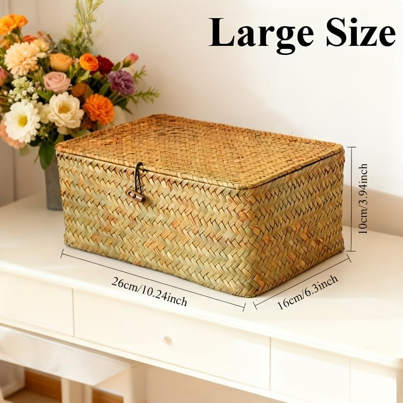 Desktop Organizer / Handwoven Storage Basket / Tan / 10inch