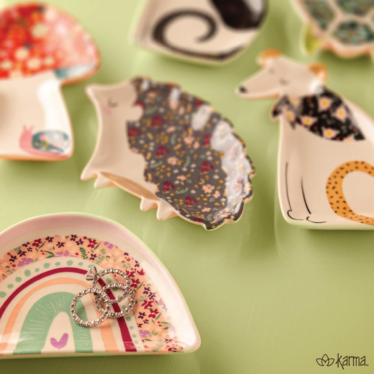 Calico Trinket Tray / Mushroom