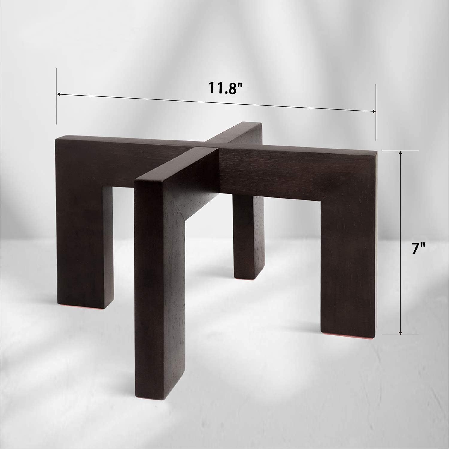 2 Pack Plant Stand Indoor Outdoor, Mid Century Plant Stand for Indoor Plants, Wood Modern Plant Holder Rattan Flower
