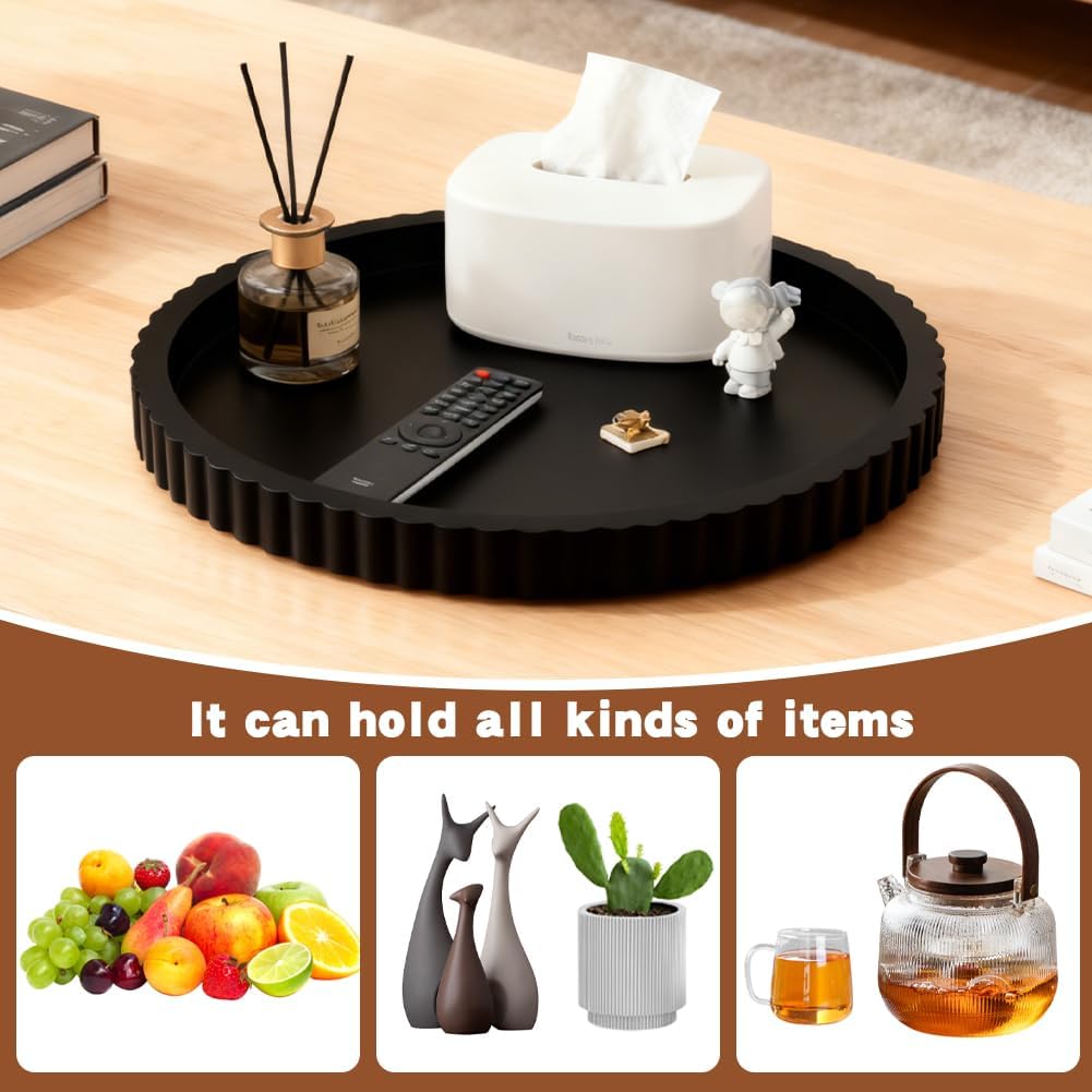 Decorative Tray & Coaster Set / Black / Set of 2