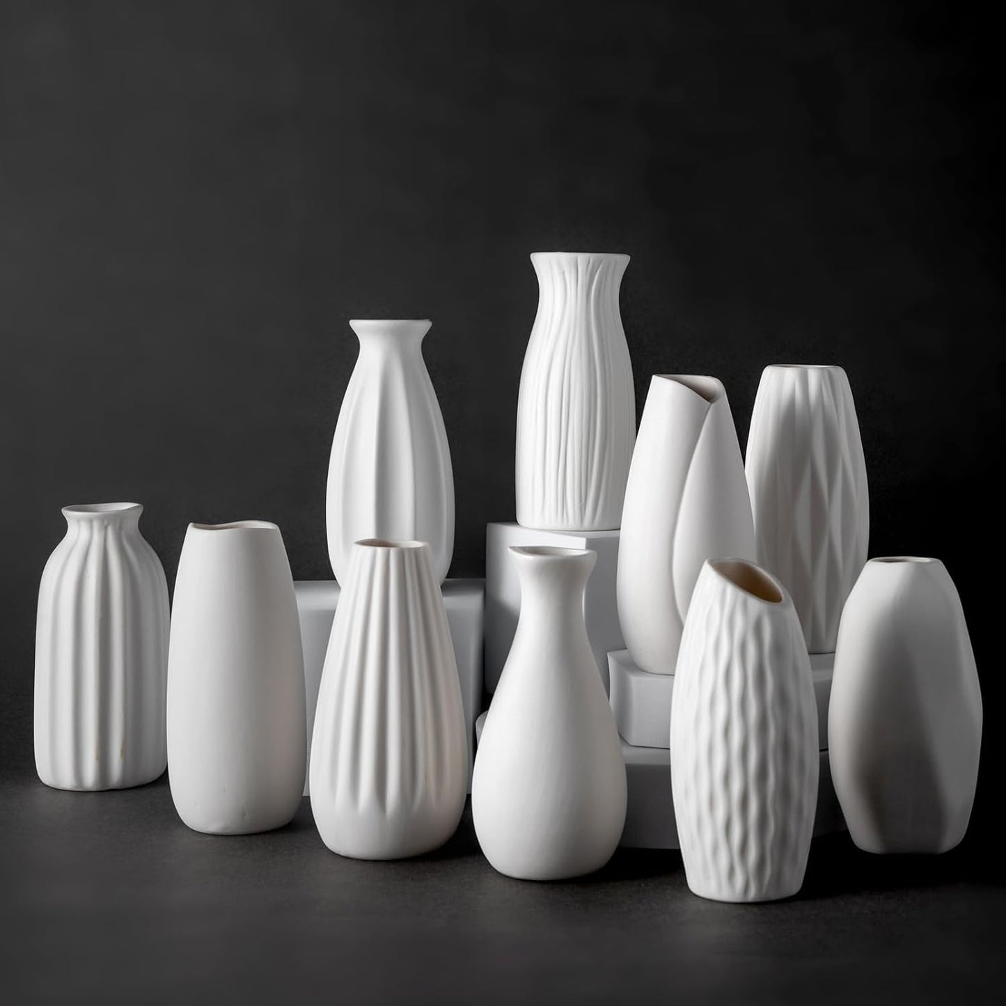 Small Ceramic Vase / White / Set of 10