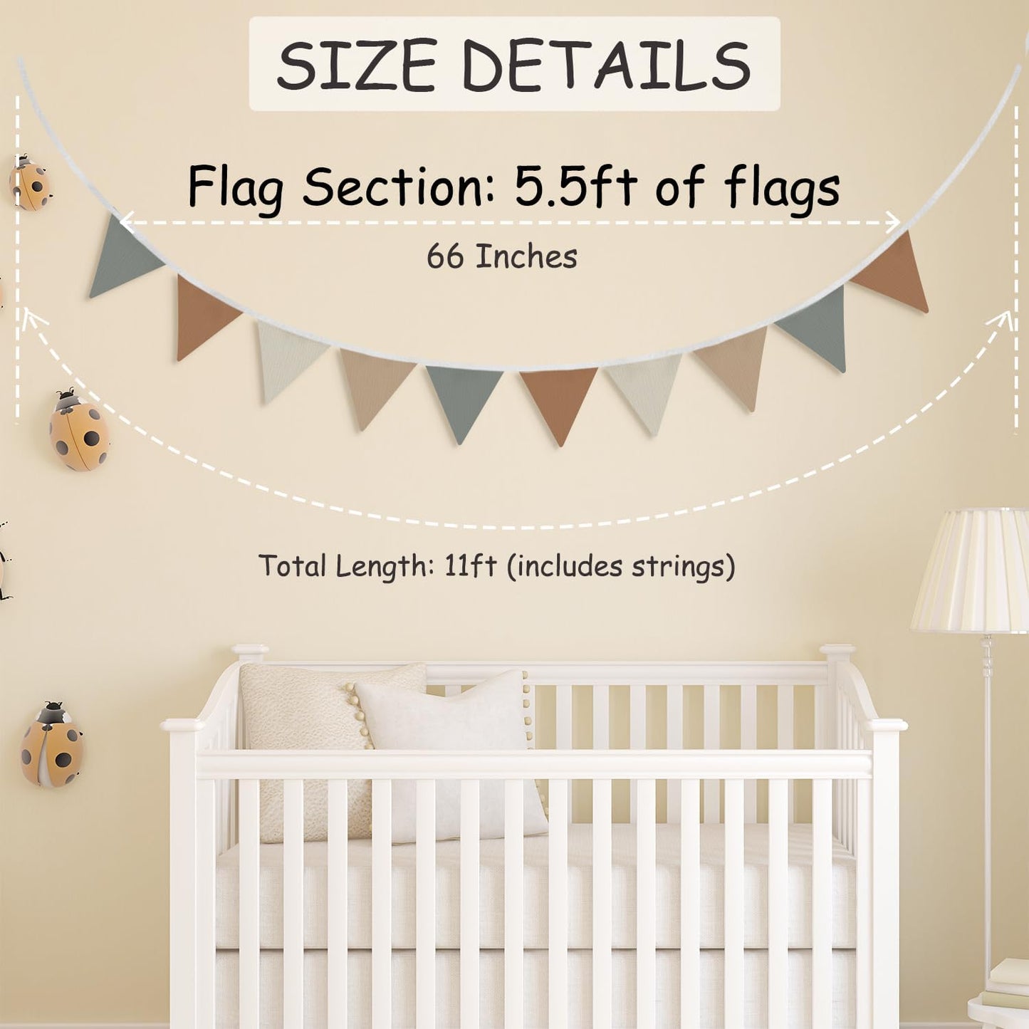 Garland Triangle Banners Pink Daisy Flower / 02-neutral Grey Orange / 11 Inch