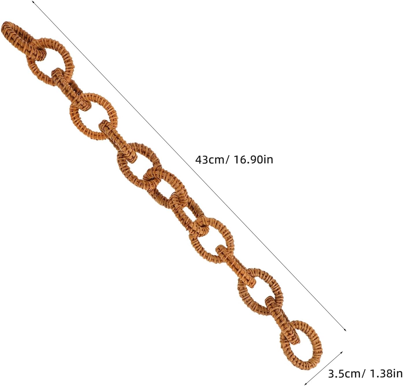 Rattan Woven Chain Link Decor Rustic Decorative Chain / 16.92 Inch