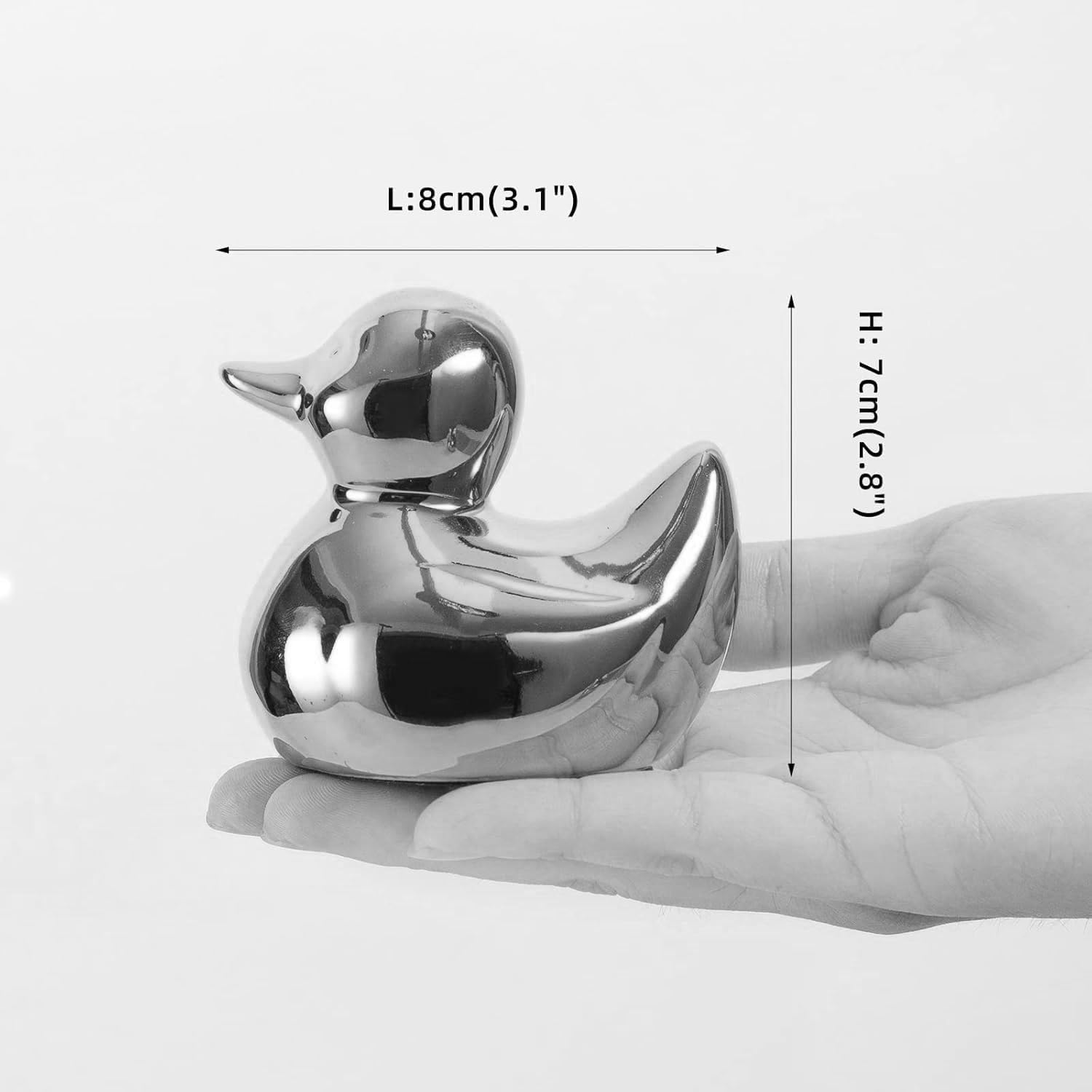 Home Decor Ceramic Duck Figurines / Silver