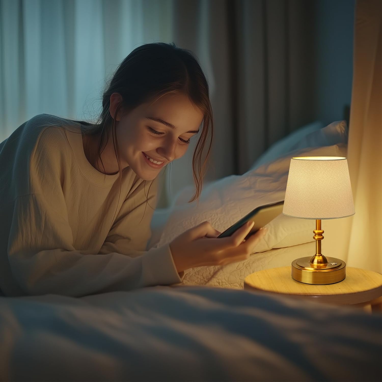 ONEWISH 2 Pack Small Cordless Lamps, Battery Operated Table lamp Dimmable, 4000mAh Rechargeable, Touch Bedside Lamp