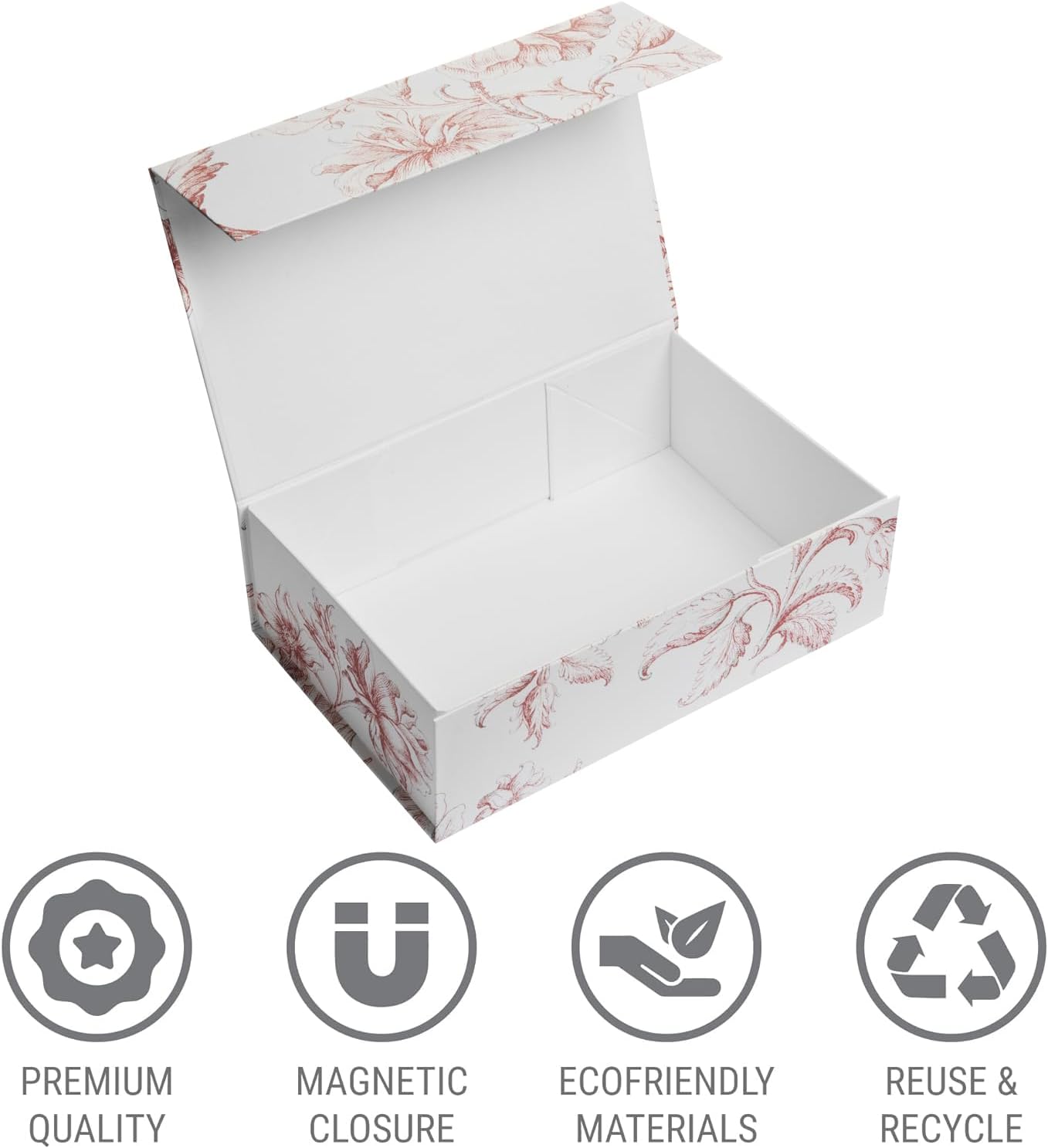 Pink Floral Decorative Boxes / 11.5 x 7.5 x 3.5 / Pink Bouquet / 1 Count / Set of 3