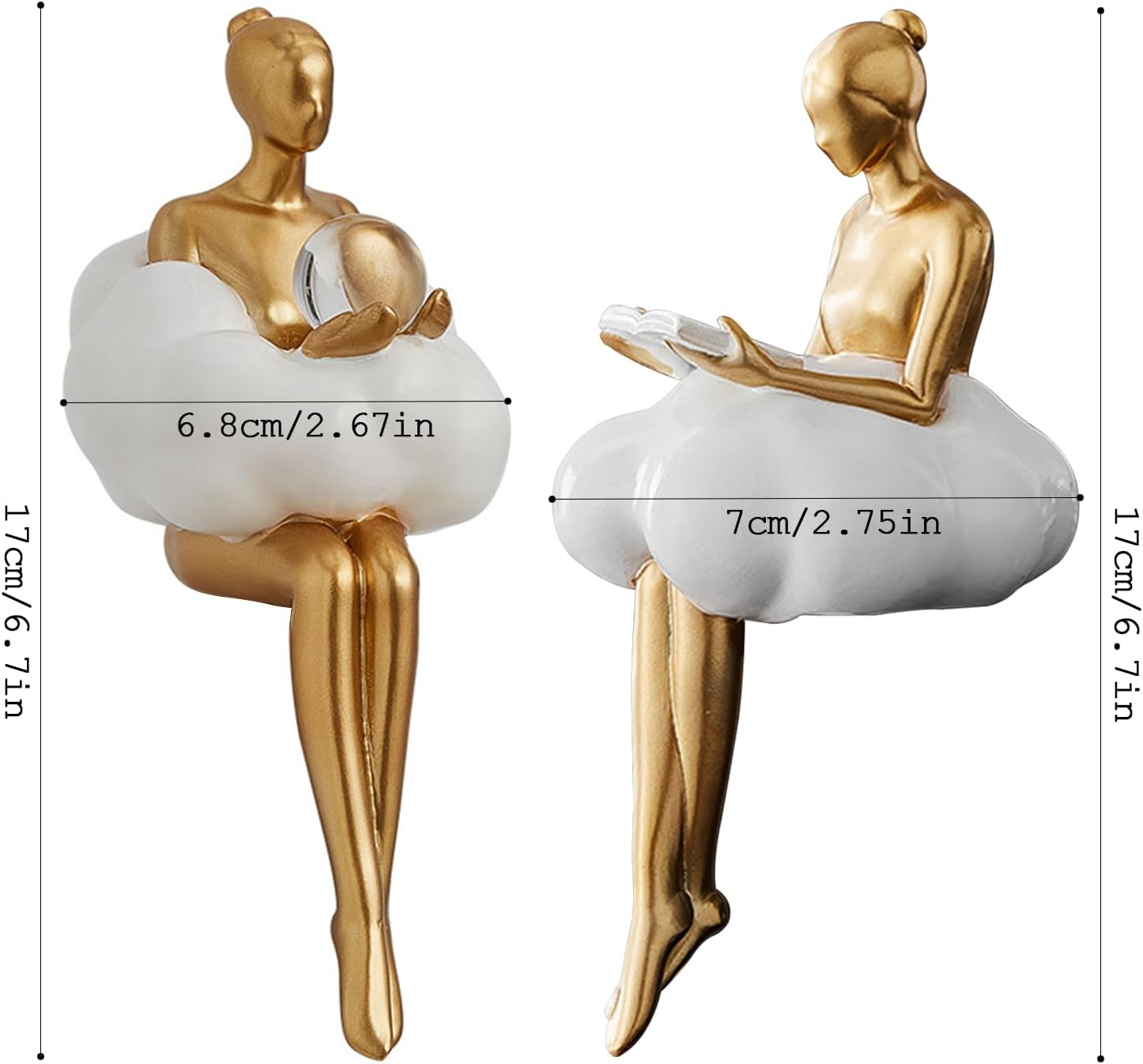 Modern Bookshelf Figurines Accent Decorations / Gold