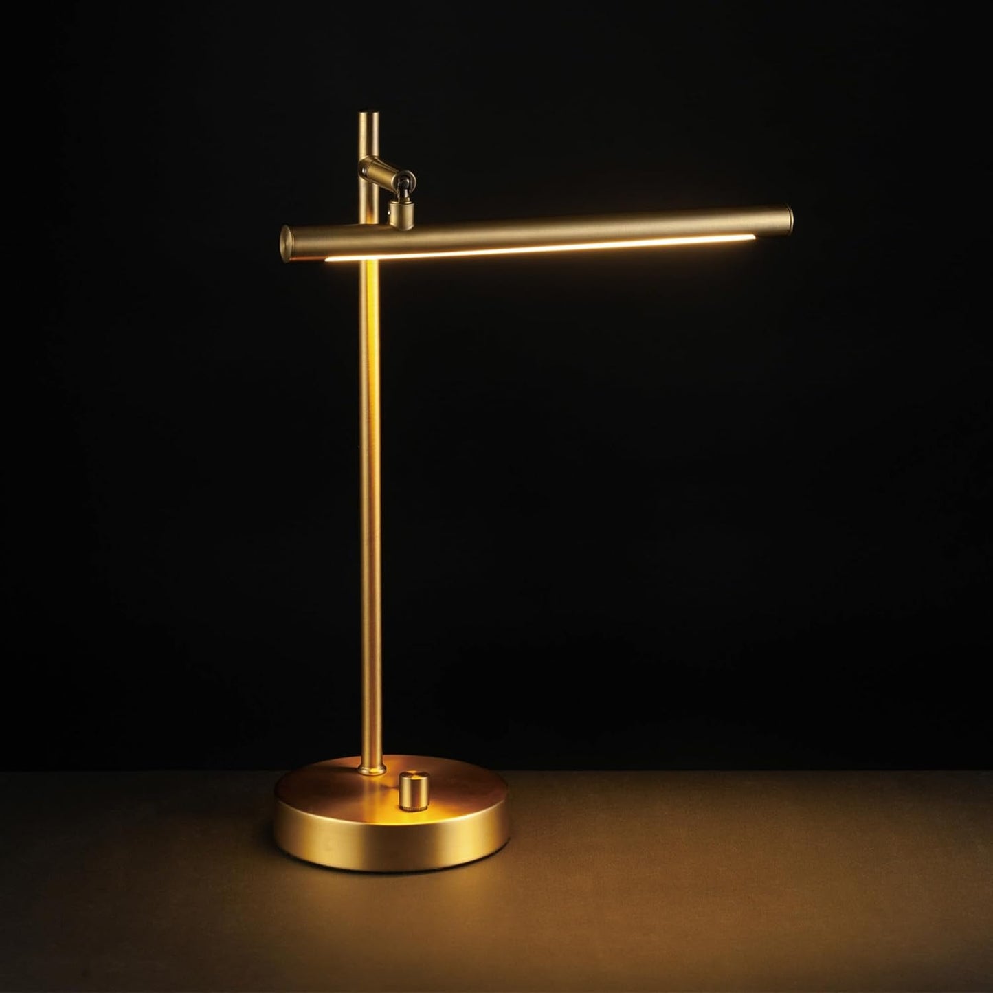 Globe Electric 52889 West 15" LED Integrated Desk Lamp, Matte Brass, 200 Lumens, Dimmer Rotary Switch
