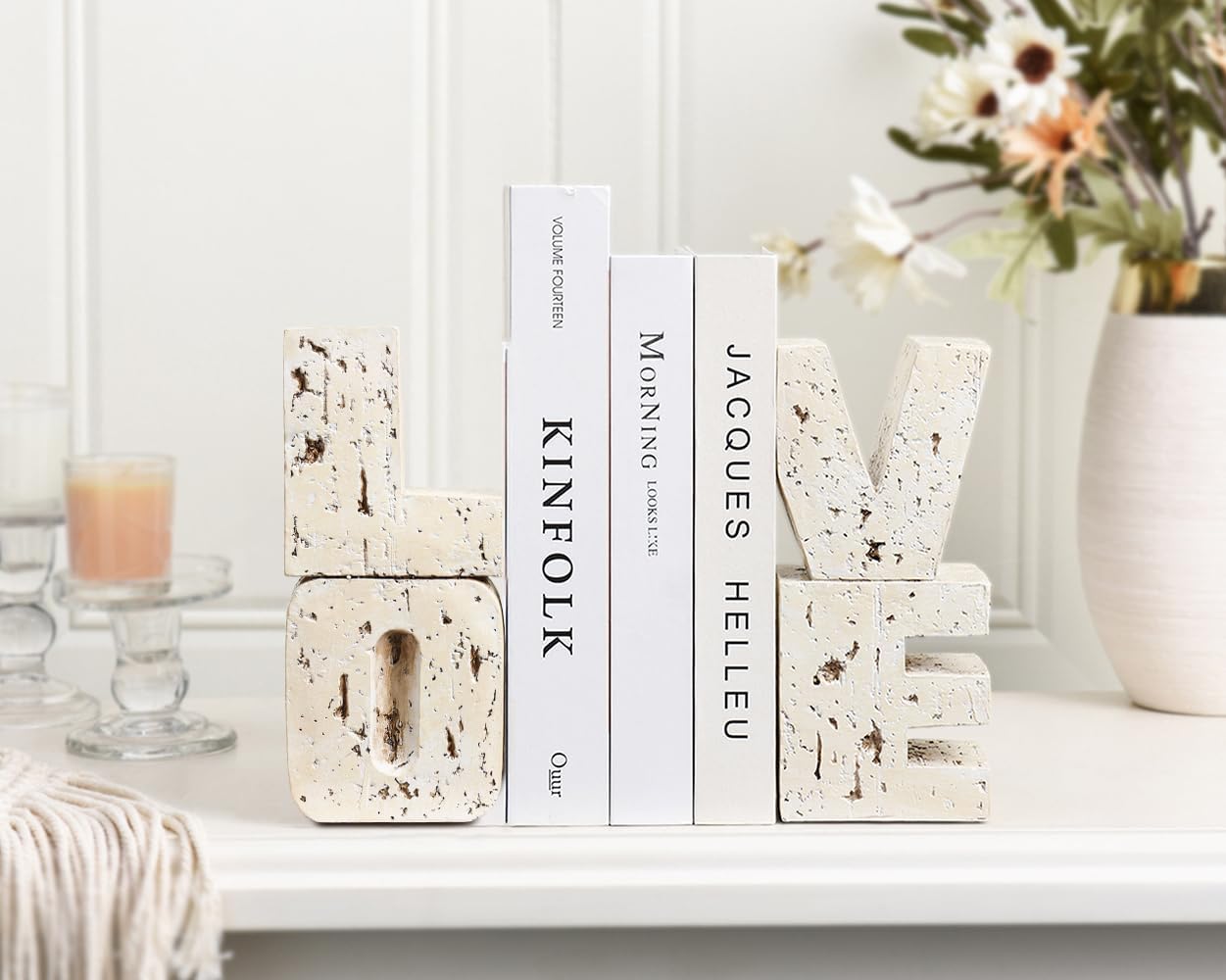 Small Farmhouse Heavy Duty Bookends / Beige
