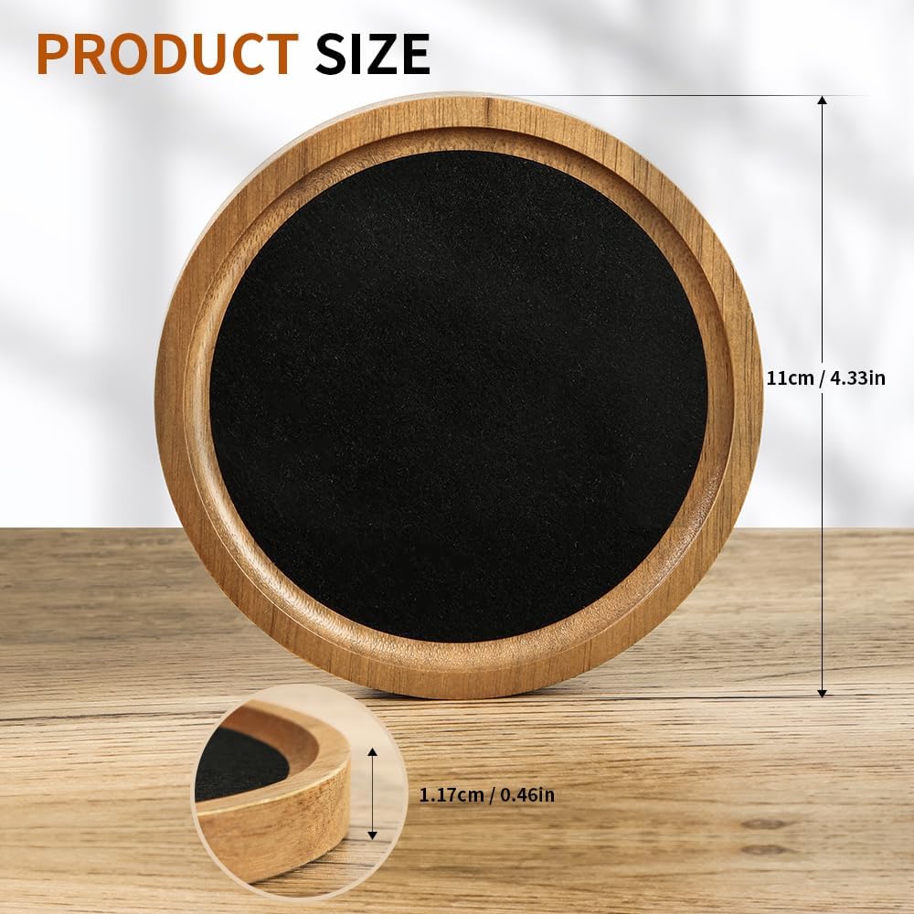 Holder / Wood Coasters for Drinks Absorbent / Black / 3.93 Inch