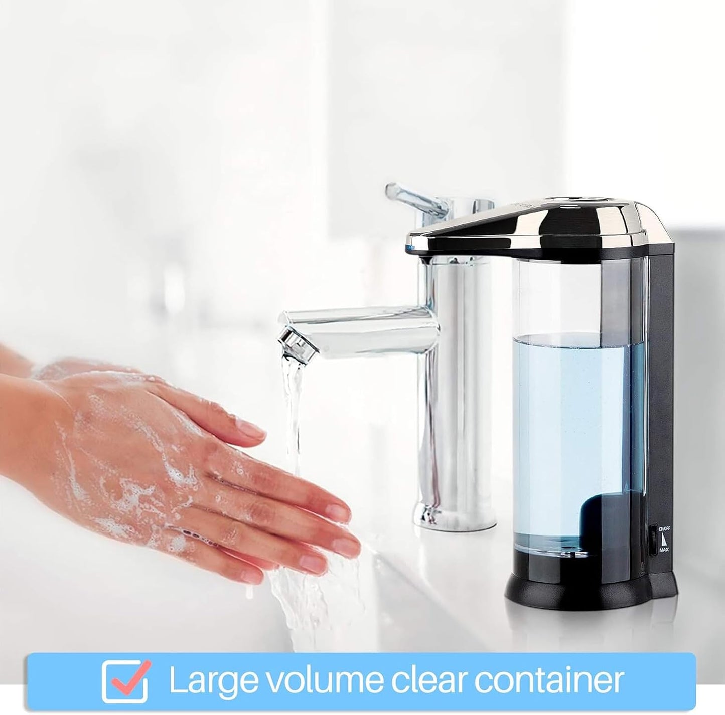 Secura 17oz Automatic Liquid Soap Dispenser, Touchless Battery Operated Hand Soap Dispenser with Adjustable Soap