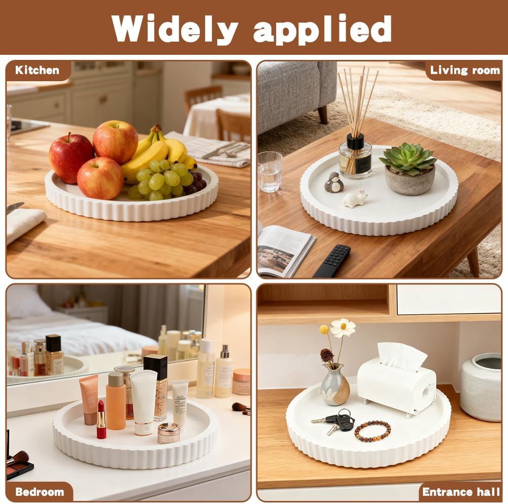 Decorative Tray & Coaster Set / White / Set of 2