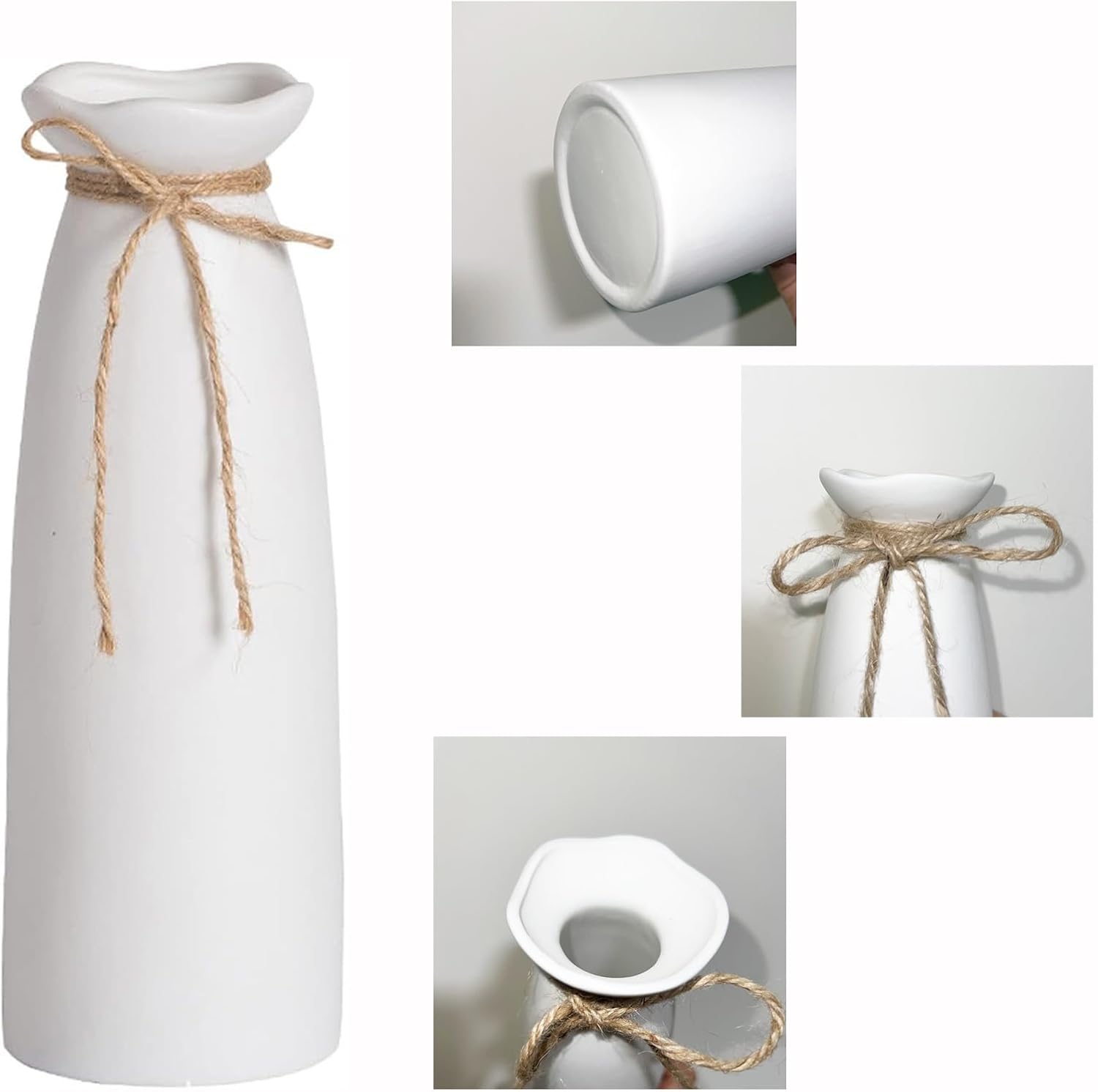 Ceramic Vase-Flower Vase Dried Flower Vase for Modern Home Decor / White
