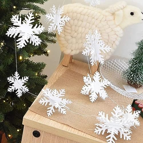 Snowflake Decorations, Paper Christmas Hanging Decor Indoor, White, 14-Pc