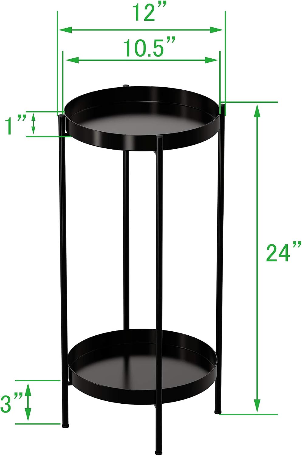 2 Tier Plant Stand Indoor Outdoor - 10.5in Width 24in Tall Flower Pot Rack | Heavy Duty Metal Plant Table Planter
