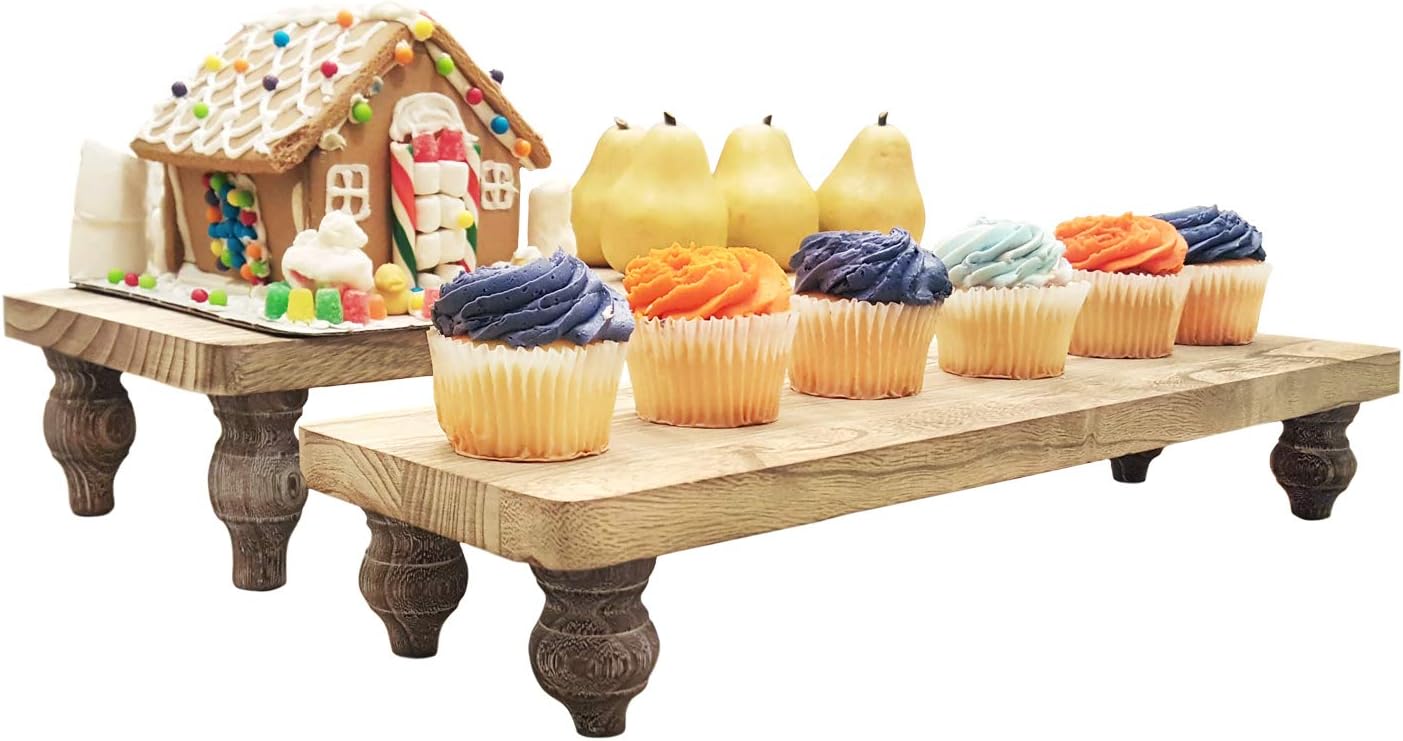 Countertop Dessert Serving Stand / Oak / Set of 2