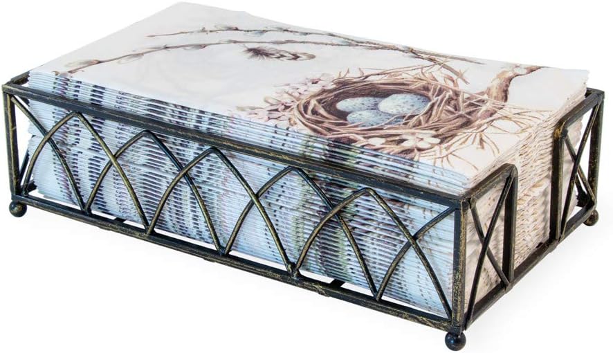 Arch Design Guest Towel Napkin Holder Caddy / Antique Brass / 9 x 5.25
