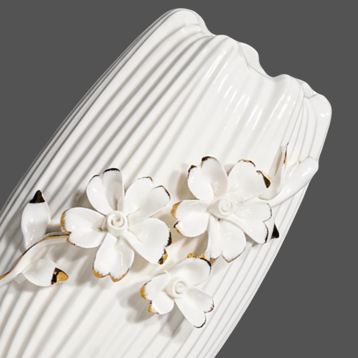 Ceramic Vase / Textured Boho Flower Vase / White / 7 Inch