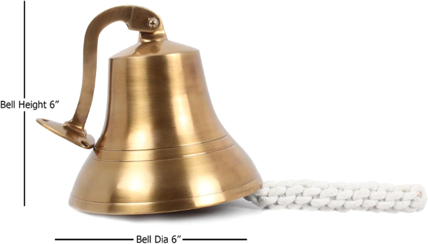 Antique Brass 6" Wall Mounted Nautical Bell - Hanging Bell for Ships & Christmas