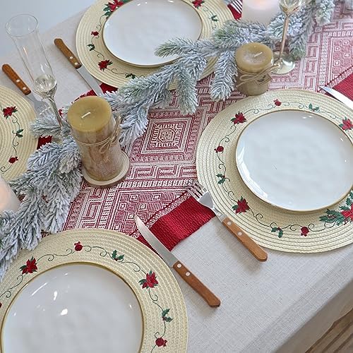LaneVines Christmas Placemats Set of 4 Round Placemats Christmas