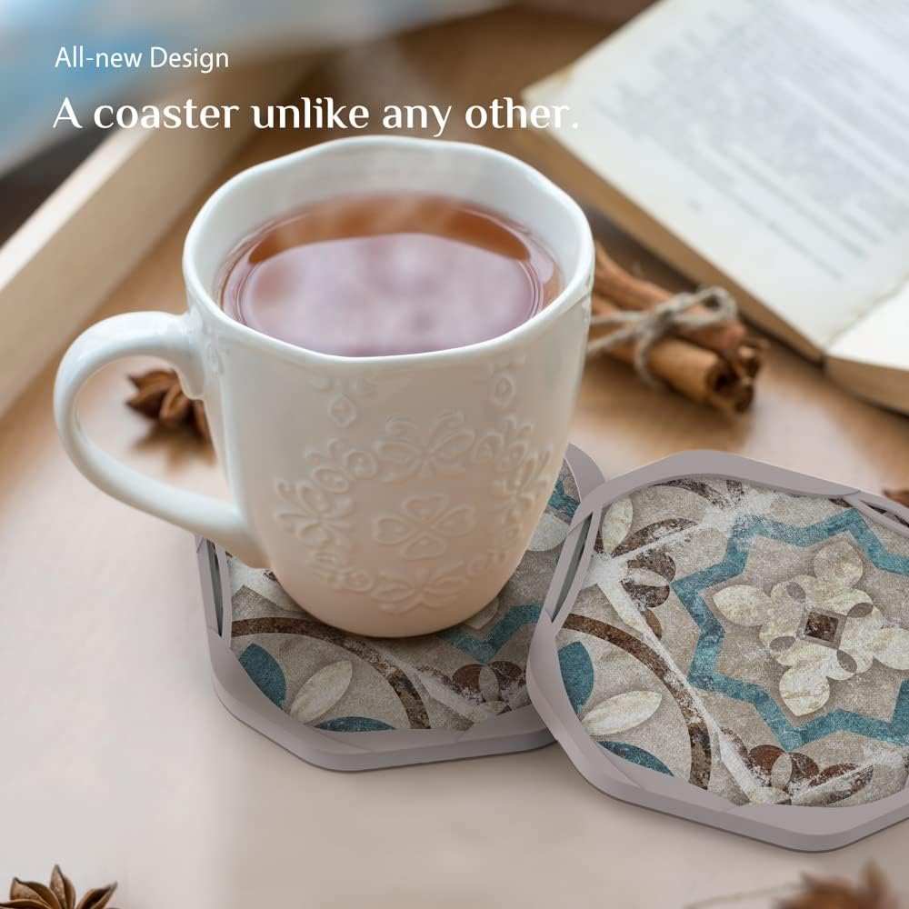 Rustic Retro Silicone Cup Coaster / 21. Mandala / Set of 4