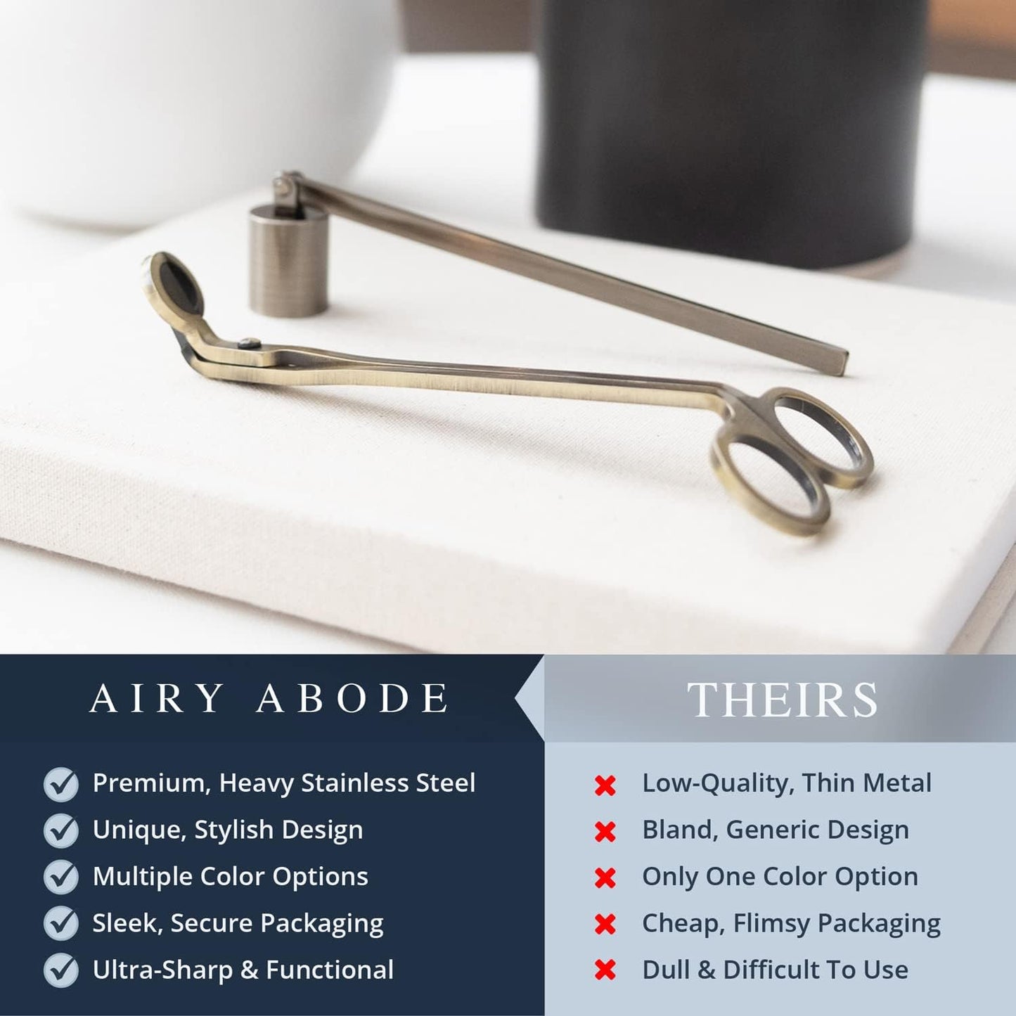 Airy Abode Candle Wick Trimmer and Candle Snuffer Accessory Set – Pick Your Color