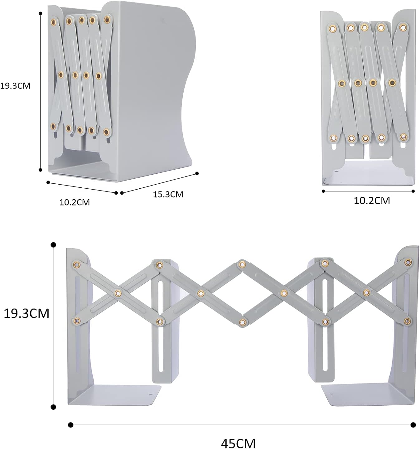 Metal Bookends for Heavy Books / Gray