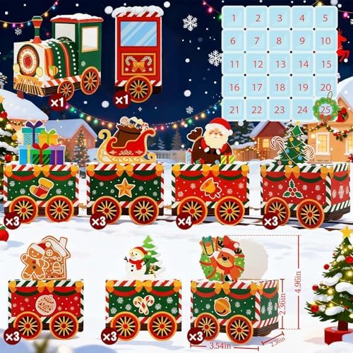 Lihome Diy Advent Calendar - Empty Advent Calendar to Fill Yourself, Christmas Advent Boxes Empty for Kids and Family (Christmas Train)