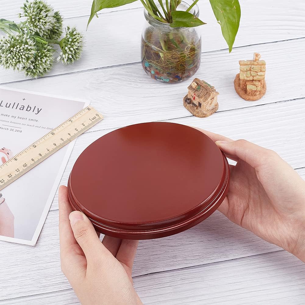 Round Wood Base Wood Display Base for Gemstone Jewellery / Brown / 6 Inch