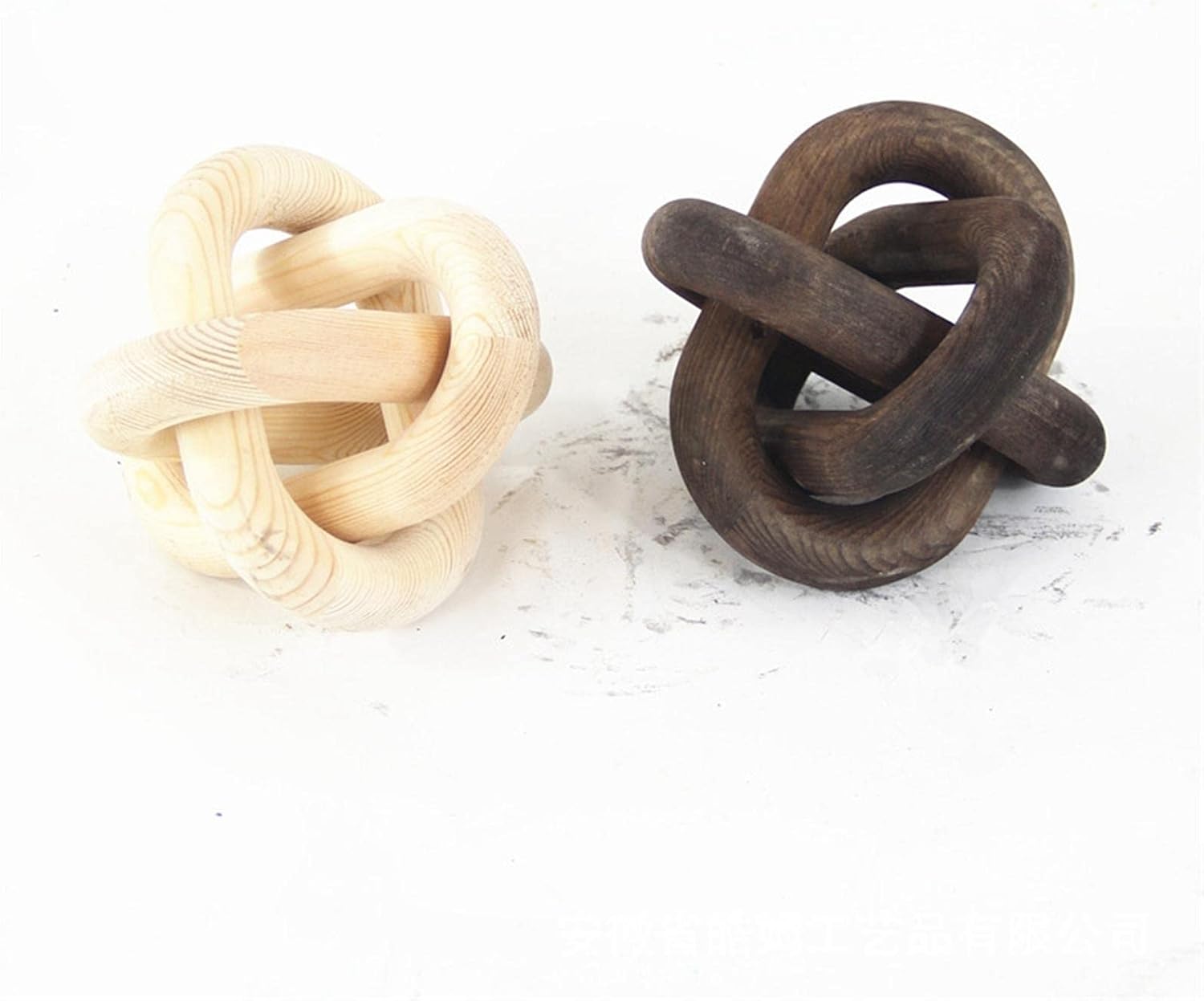 Wood Chain Ornaments 3 Link Wooden Knot for Display Cabinet Desk Handmade Decorative Living Room