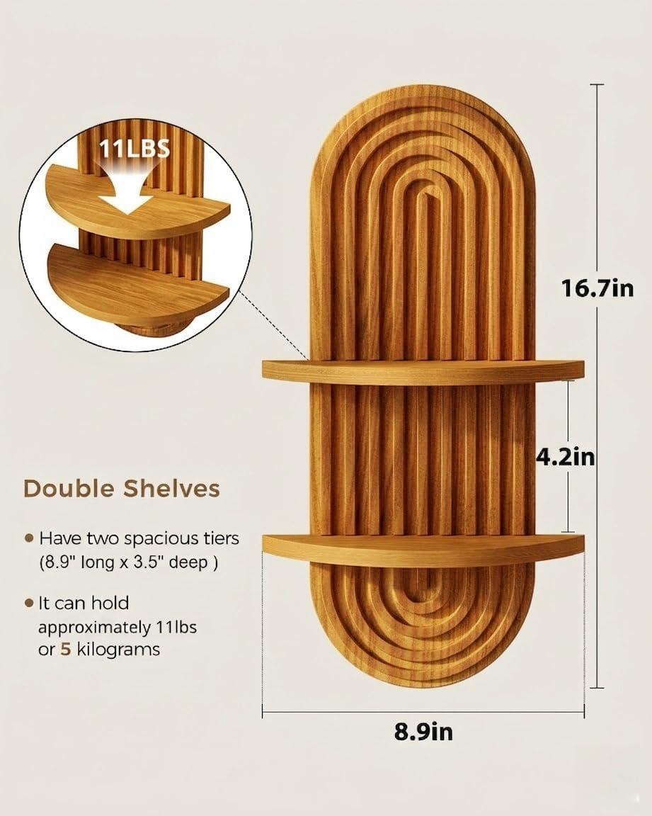 Boho Wall Decor Plant Wall Shelf / Brown / 16.7 / Set of 2