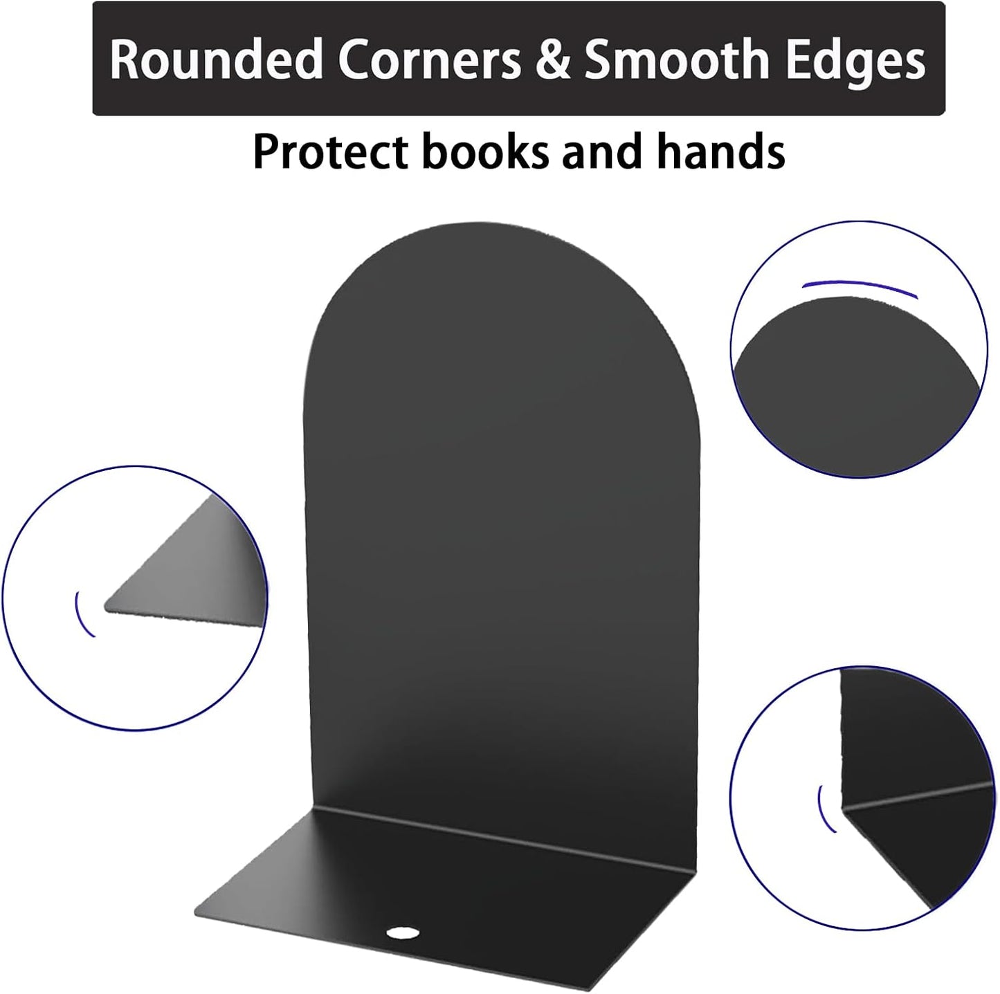 Metal Book Ends / Black / Set of 8