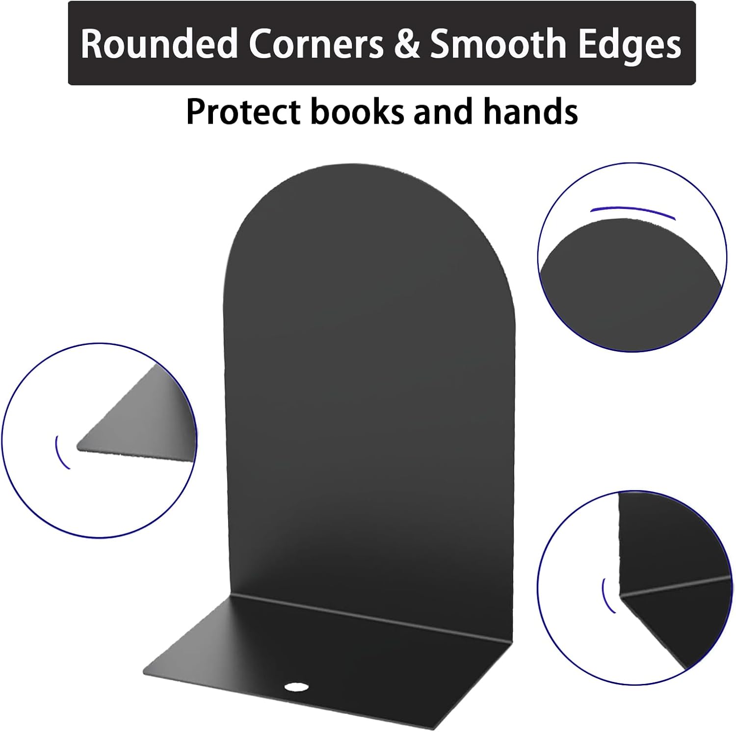 Metal Book Ends / Black / Set of 8
