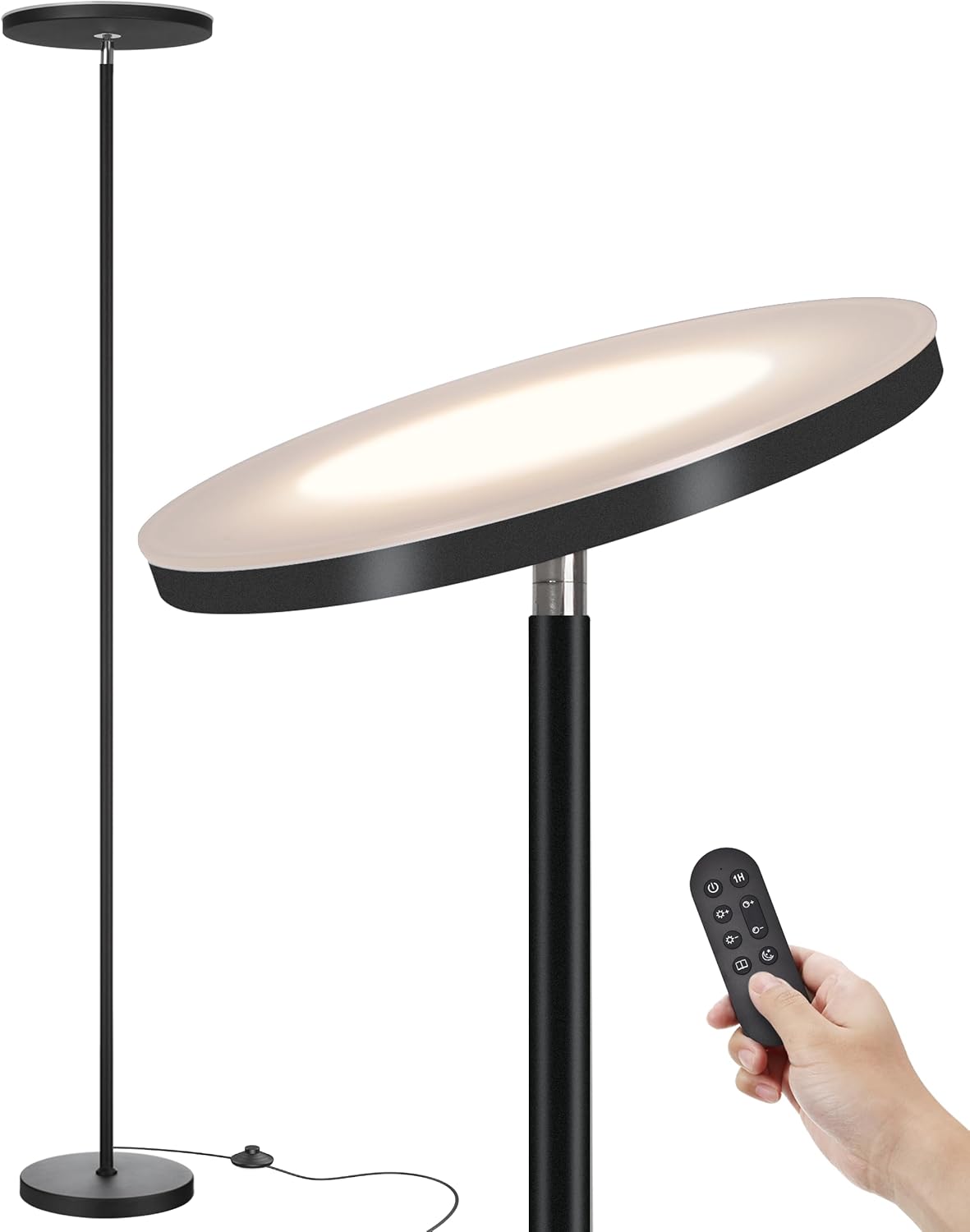 JOOFO LED Floor Lamp for Living Room, Torchiere Lamp with Compact Remote