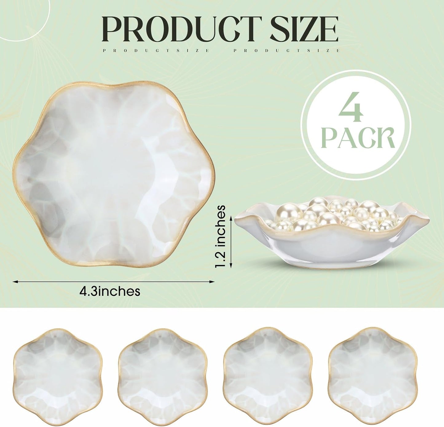 Small Jewelry Dish Trinket Holder Tray for Rings Earrings Key Bowl / White / Ceramic / Set of 4