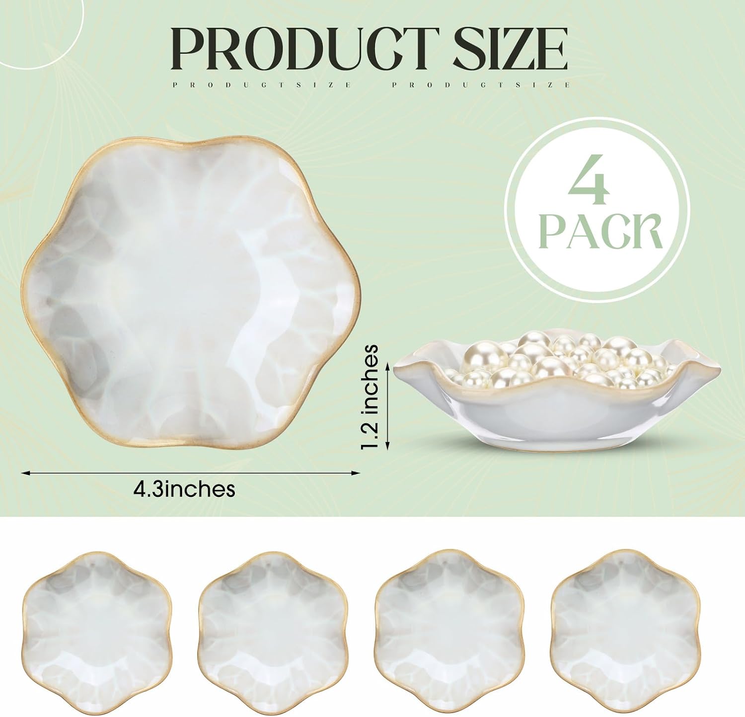 Small Jewelry Dish Trinket Holder Tray for Rings Earrings Key Bowl / White / Ceramic / Set of 4