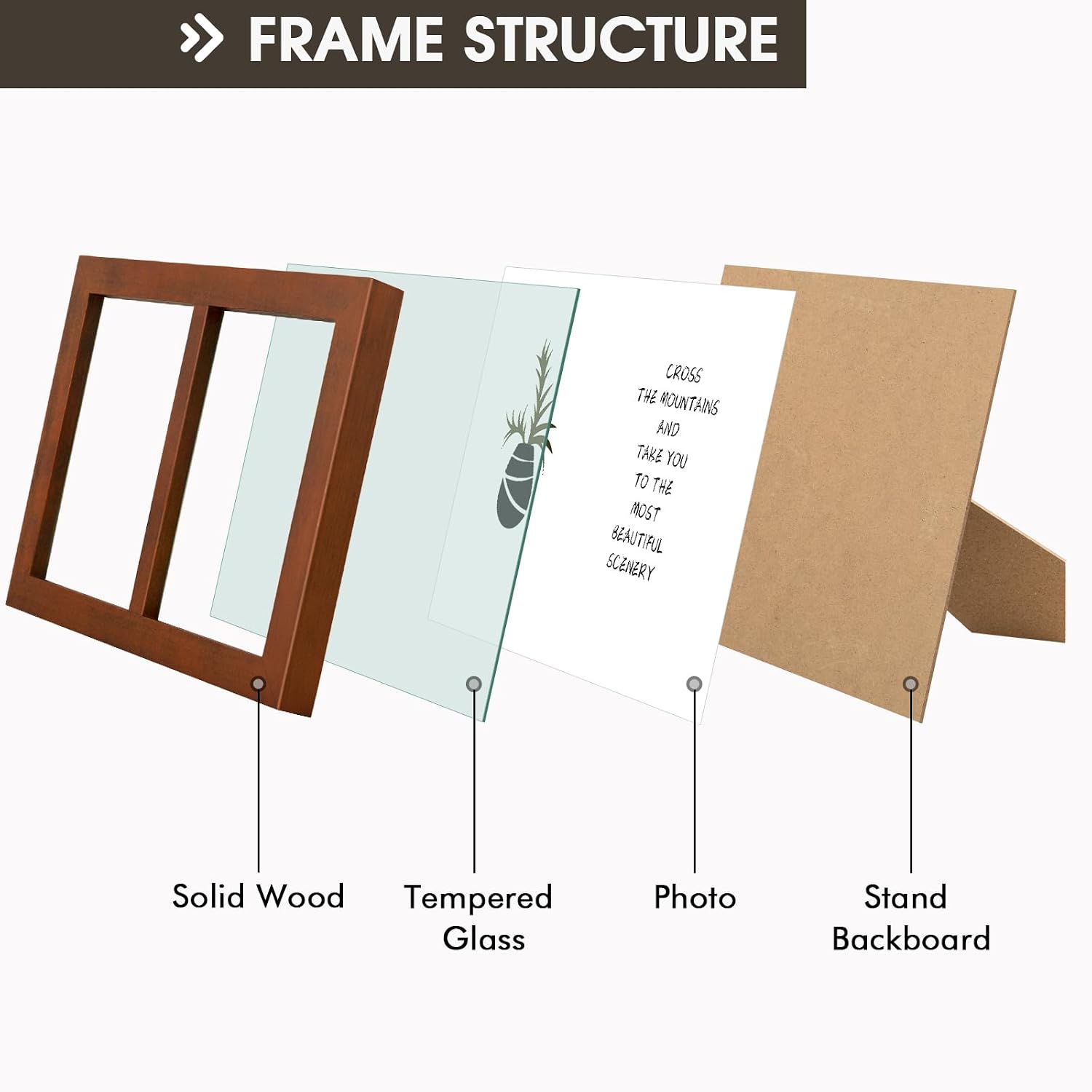 Golden State Art, 4x6 Double Picture Frame, Displays Two 4x6 Photos(Brown) | Solid Wood- Real Glass For Tabletop Or