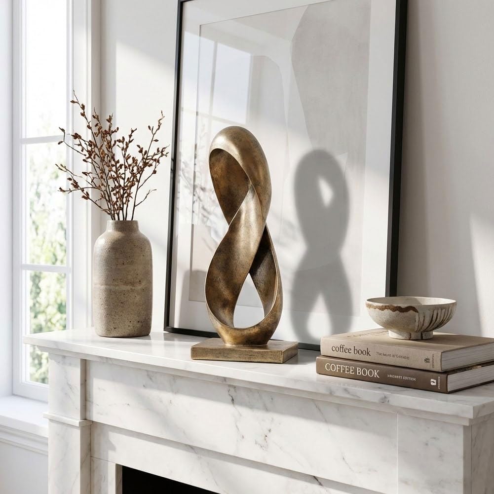 Modern Resin Infinity Loop Statue / Antique Bronze