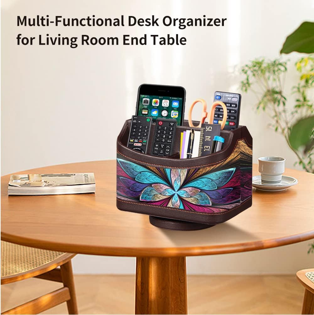PU Leather TV Remote Holder Caddy / 7-color Flower