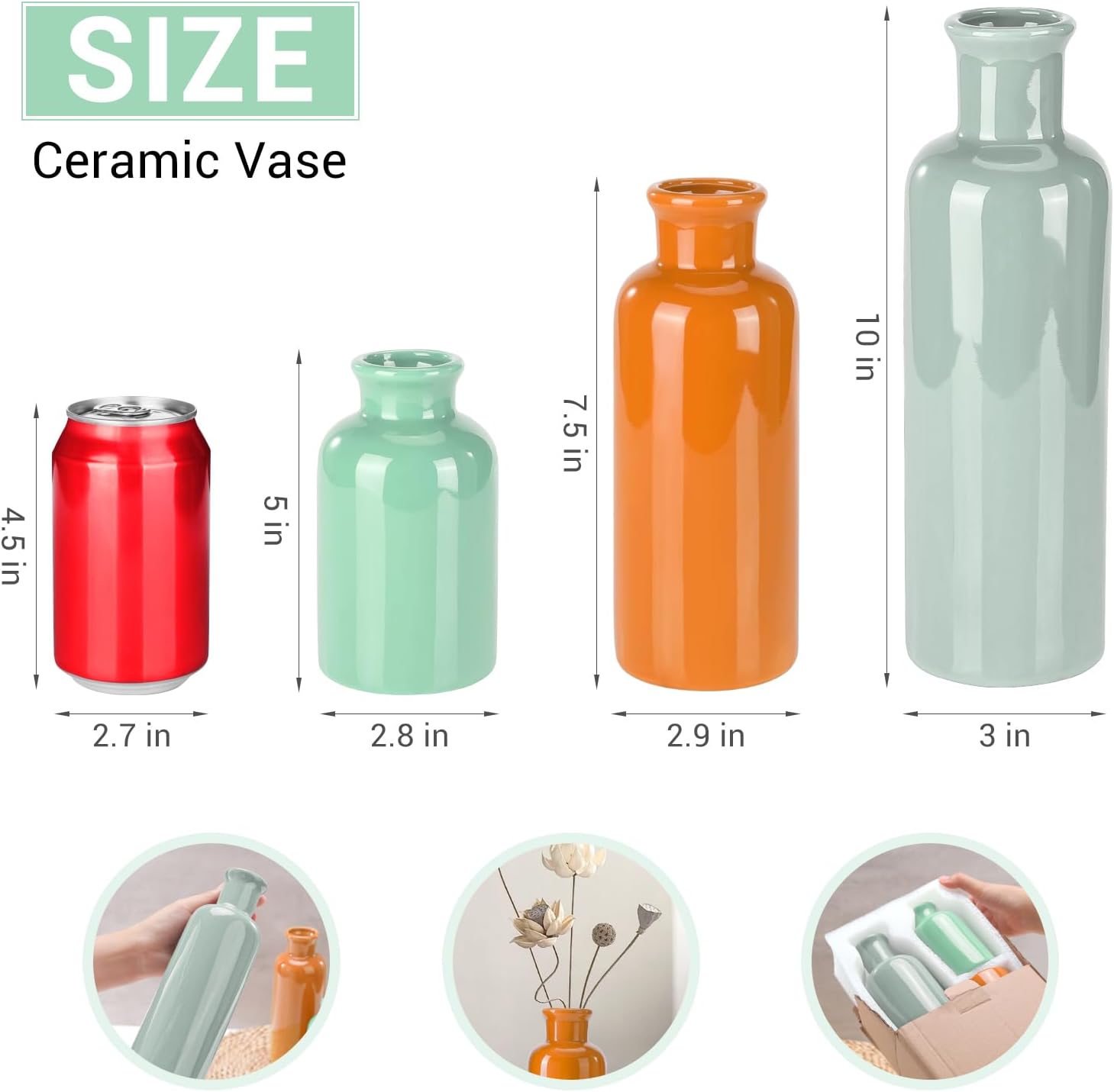 Small Ceramic Vase / Multicolor - 104 / Set of 3