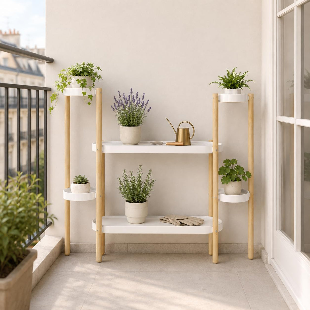 APRTAT Bamboo Plant Stand Indoor, 2-Tier Plant Holder for Multiple Plants | Natural Bamboo Holds Multiple Plants Stable