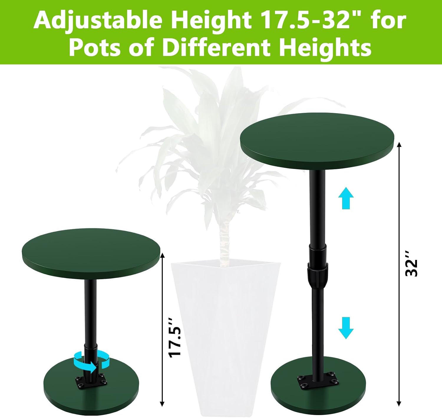 Axcoix Plant Risers for Inside Pots, 17.5-32" Rise Wooden Planter Inserts | Adjustable Height Planter Inserts for Large