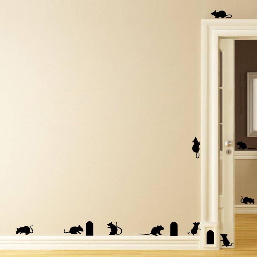 Creative Black Mouse & Hole Stair Sticker Bedroom Living Room Background Home Decor / Black 1
