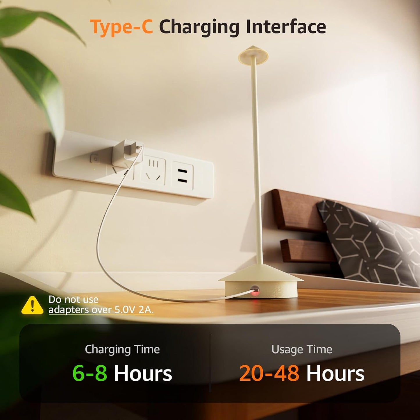 Cordless LED Table Lamps,Portable Battery Desk Lamp,2 Pack,Beige | 6000mAh Rechargeable,3000K/4500K/6000K Touch