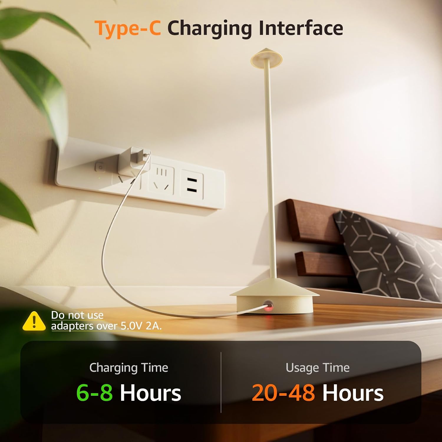 Cordless LED Table Lamps,Portable Battery Desk Lamp,2 Pack,Beige | 6000mAh Rechargeable,3000K/4500K/6000K Touch
