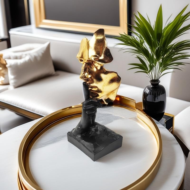 Thinker Statue-Silence is Gold-Abstract Art Figurine Decor / Black