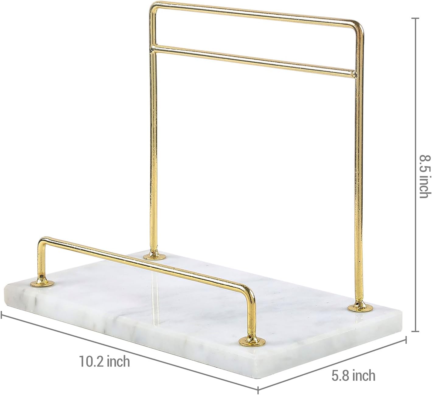 MyGift Modern Marble Cookbook Stand, Kitchen Countertop Recipe Holder Stand with Brass Tone Metal Rail